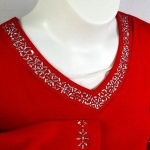 Festive Red 3/4 sleeve Karen Scott Top
